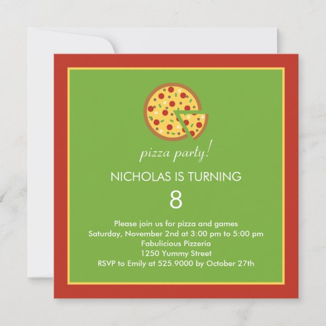 Pizza Slices - Birthday Party Invitation (Front)