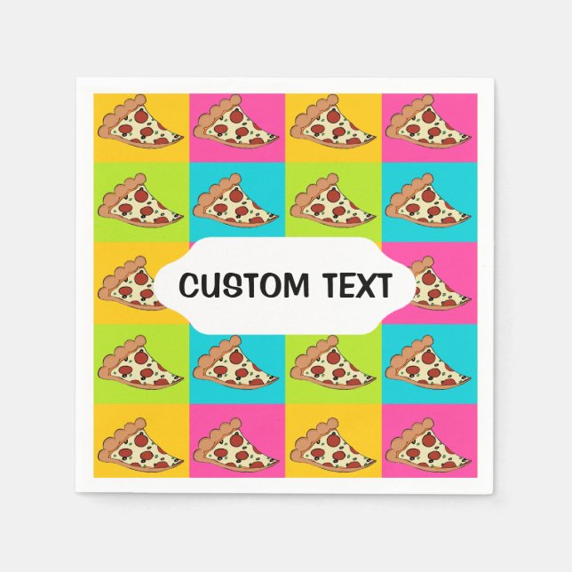 Pizza slices custom cocktail napkin (Front)