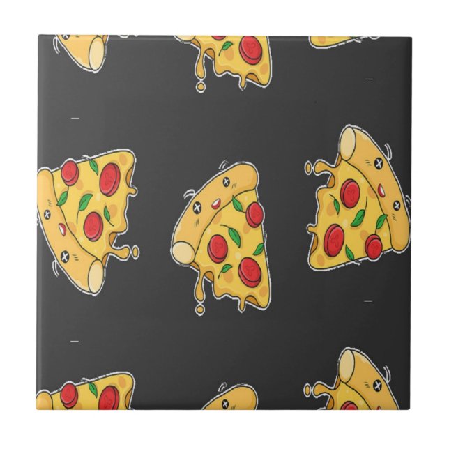 Pizza slices food character pattern tile (Front)
