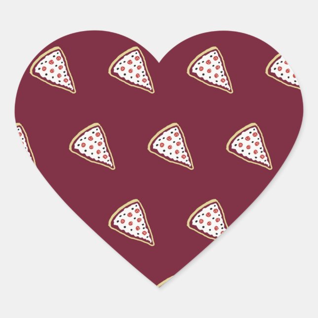 Pizza Slices Heart Stickers (Tomato Red) (Front)