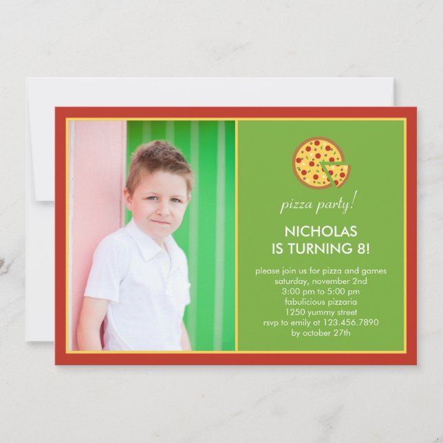 Pizza Slices Photo Invitation d'anniversaire (Devant)