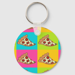 Pizza slices tiled design keychain