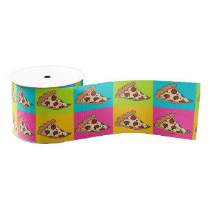 Pizza slices tiled ribbon grosgrain ribbon