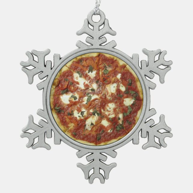 PIZZA! SNOWFLAKE PEWTER CHRISTMAS ORNAMENT (Front)