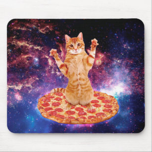 Pizza space cat mouse pad