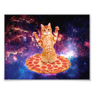 Pizza space cat photo print