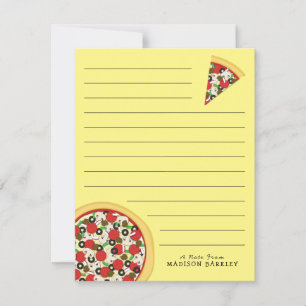 Pizza Suprême Combo Cute Kid Plat Cartes Stationna