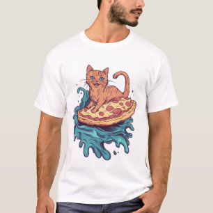 Pizza Surf Cat � Extreme Foodie Cat Adventure T-Shirt