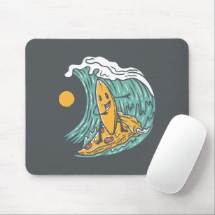 Pizza Surfing Board Mouse Pad