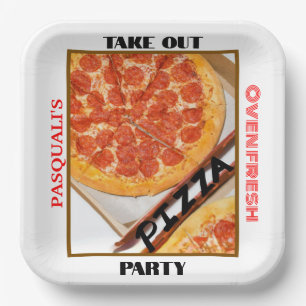 Pizza Take Out Party NAME Paper Plate