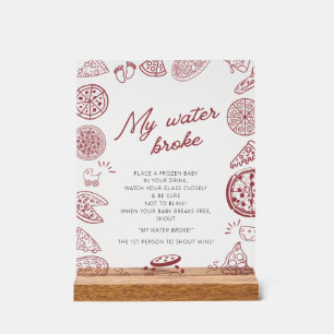 Pizza thème baby shower mon eau cassé signe de jeu