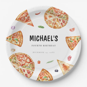 Pizza Theme Birthday Paper Plate
