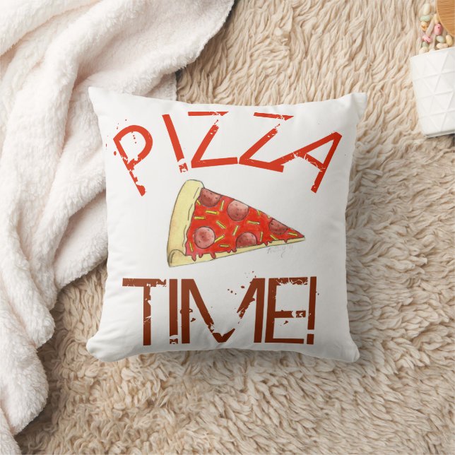 Pizza Time Pepperoni NYC Cheese Slice Italian Food Throw Pillow (Blanket)
