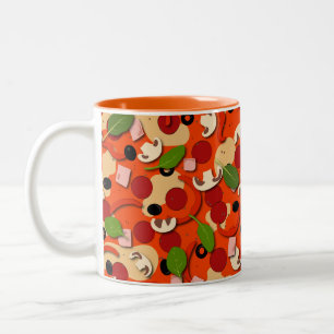 Pizza Toppings Funny Two-Tone Coffee Mug