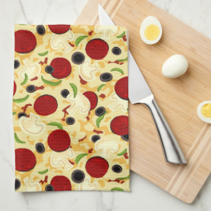 Pizza Toppings Pattern Kitchen Towel