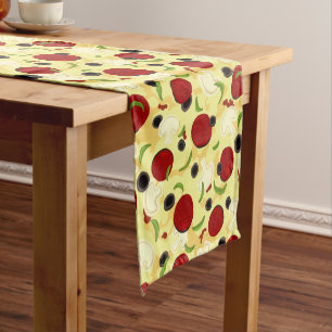 Pizza Toppings Pattern Short Table Runner