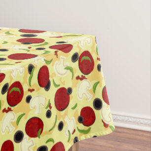 Pizza Toppings Pattern Tablecloth