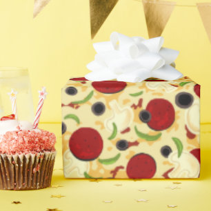 Pizza Toppings Pattern Wrapping Paper