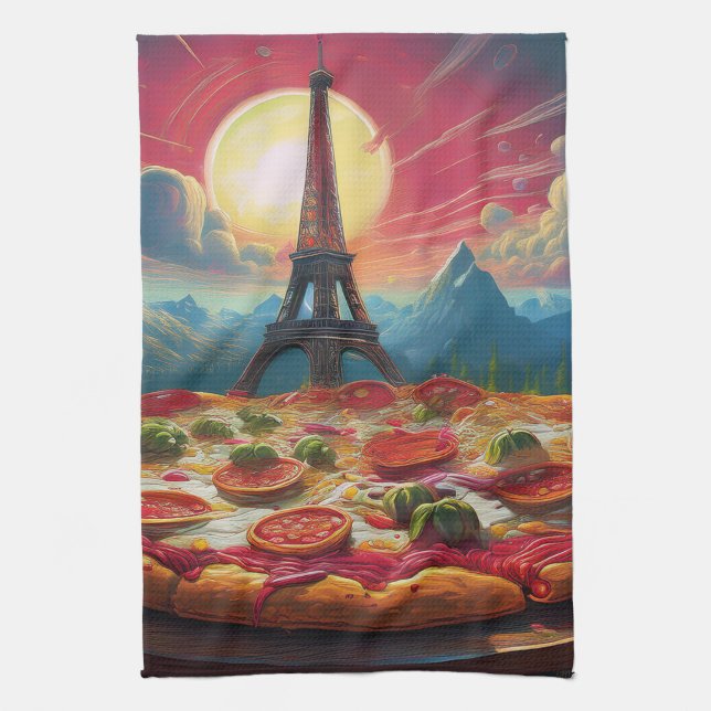 Pizza Tower Kitchen Towel (Vertical)
