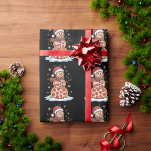 Pizza Tree Snowman Santa Hat Christmas Party Funny Wrapping Paper