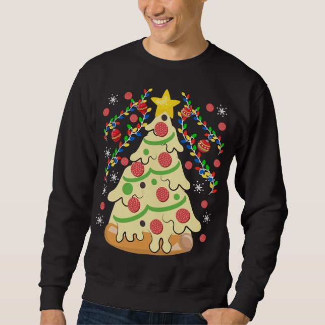 Pizza-tree Ugly Christmas Sweater (Front)