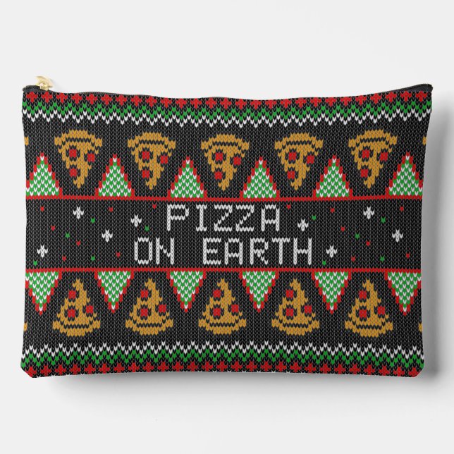Pizza Ugly Christmas Sweater Accessory Pouch (Front)