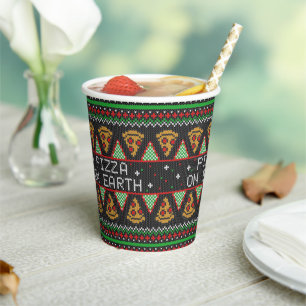 Pizza Ugly Christmas Sweater Paper Cups