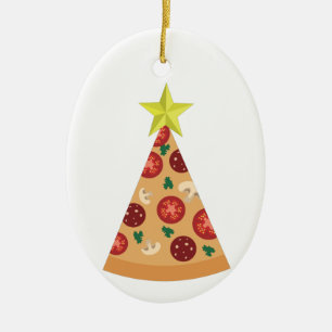 pizza ugly christmas tree funny ceramic ornament