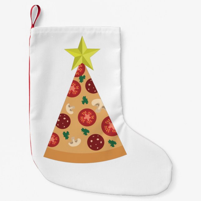 pizza ugly christmas tree funny small christmas stocking (Front)