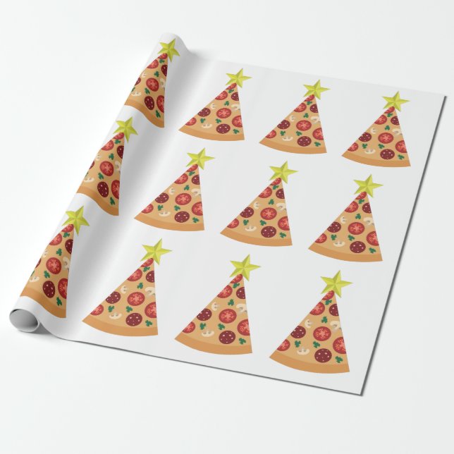 pizza ugly christmas tree funny wrapping paper (Unrolled)