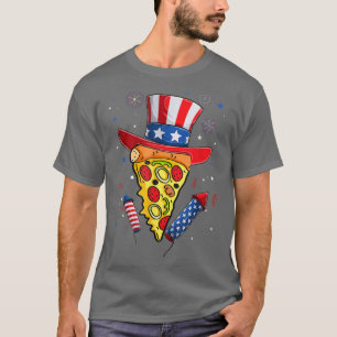Pizza Us Flag Hat Firecracker 4th Of July Food Pat T-Shirt