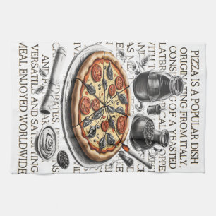 Pizza vintage sketch by CallisC Arts ⭐⭐⭐⭐⭐ Kitchen Towel