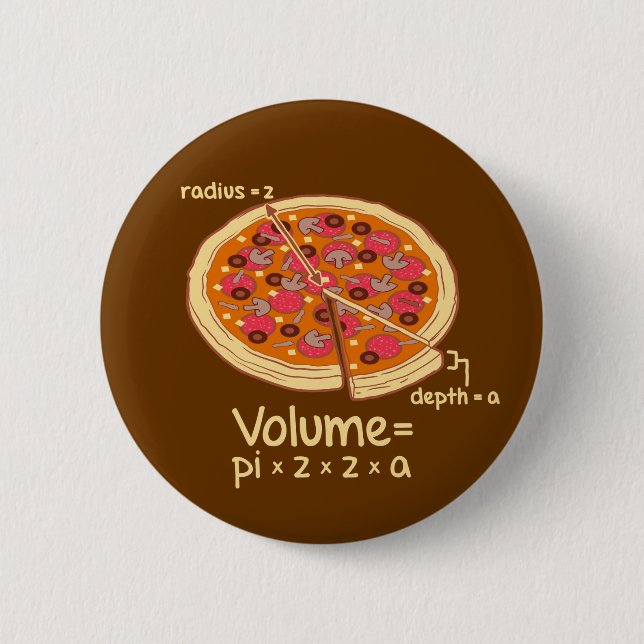 Pizza Volume Mathematical Formula = Pi*z*z*a 2 Inch Round Button (Front)