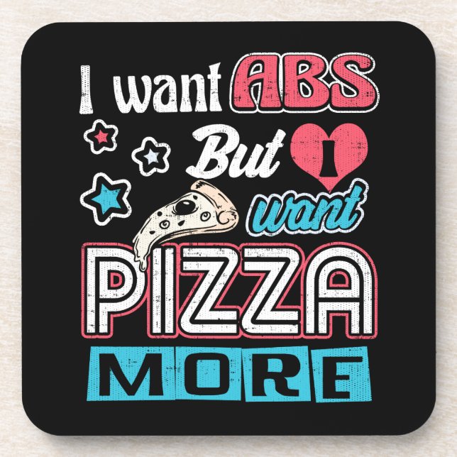 Pizza vs Abs - Bulking Diet - Funny Carbs Novelty Coaster (Front)