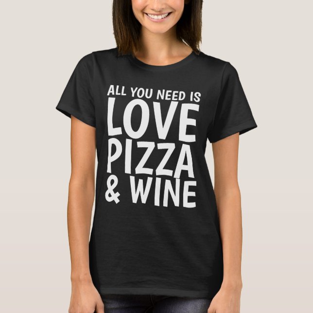 PIZZA WINE LOVE Drôle T-shirts (Devant)