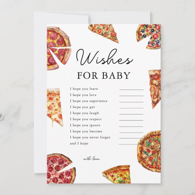 Pizza Wishes For Baby Shower Game Card (Front)