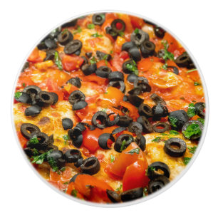 Pizza with black olives ceramic knob