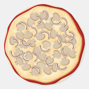 Pizza with mushrooms and onions classic round sticker