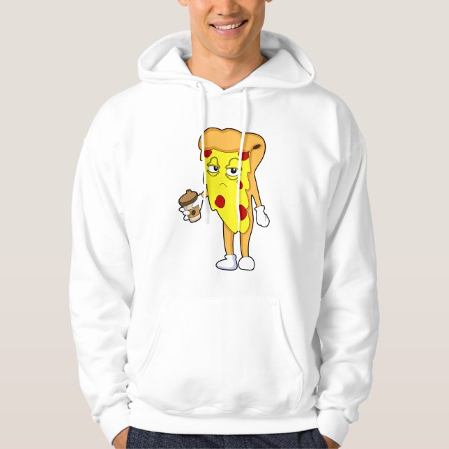 Pizza with Salami Cheese & Coffee Hoodie (Front)