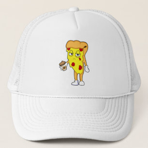 Pizza with Salami Cheese & Coffee Trucker Hat