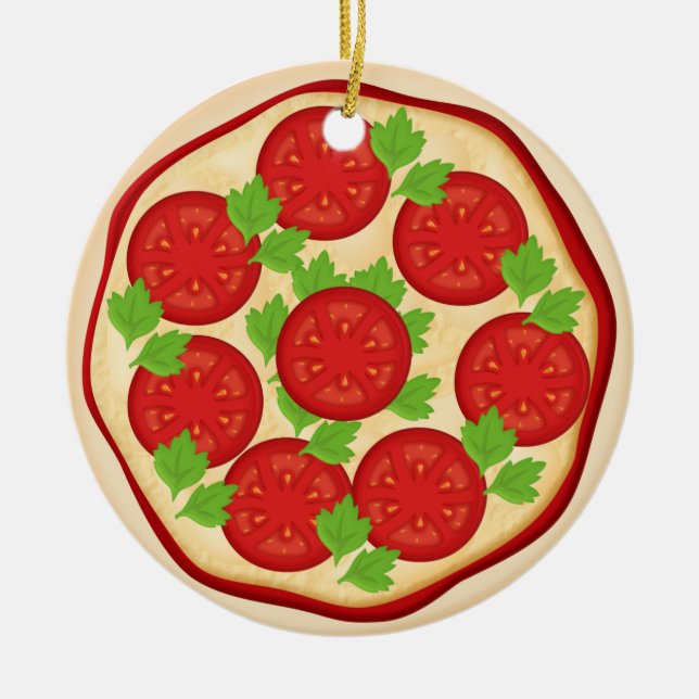 Pizza with tomatoes ceramic ornament (Front)