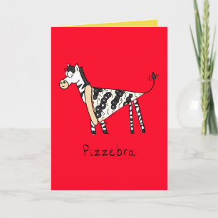 Pizza Zebra Cute Kids Animal Card
