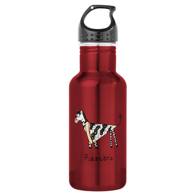 Pizza Zebra Cute Kids Cartoon 532 Ml Water Bottle (Front)