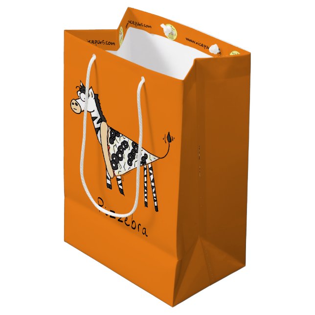 Pizzebra Pizza Zebra Gift Bag (Front Angled)