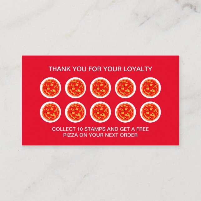 Pizzeria loyalty or punch card template for pizza (Back)