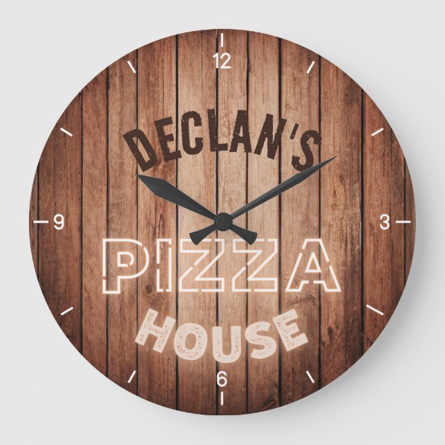 Pizzeria Pizza Italian Custom Name Large Clock (Front)