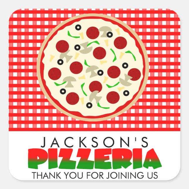Pizzeria Pizza Party Favour Stickers (Front)