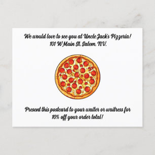 Pizzeria Promotionnels Carte Postale Texte Personn