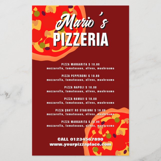 Pizzeria Restaurant Menu Flyer Template (Front)
