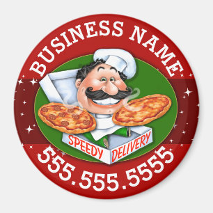 Pizzeria Restaurant Pizza Delivery Customizable Magnet